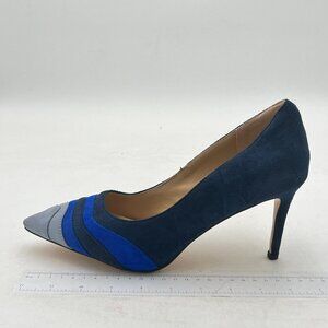FOWT Navy High Heel Pointed Toe Pump Slip-on Rainbow Shoes for Dress Party Girl